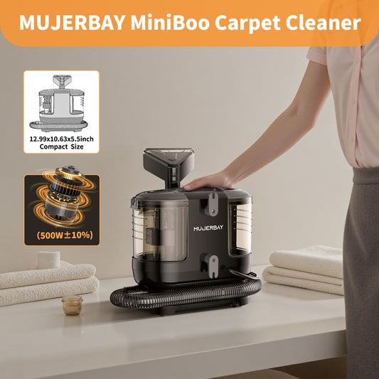 Miniboo Carpet Cleaner, Compact & Powerful Upholstery Cleaner Machine,Portable Spot with 360°Wheels, 1.3-inch Deep Stain Small Rug Cleaner for Car, Stairs, Couches