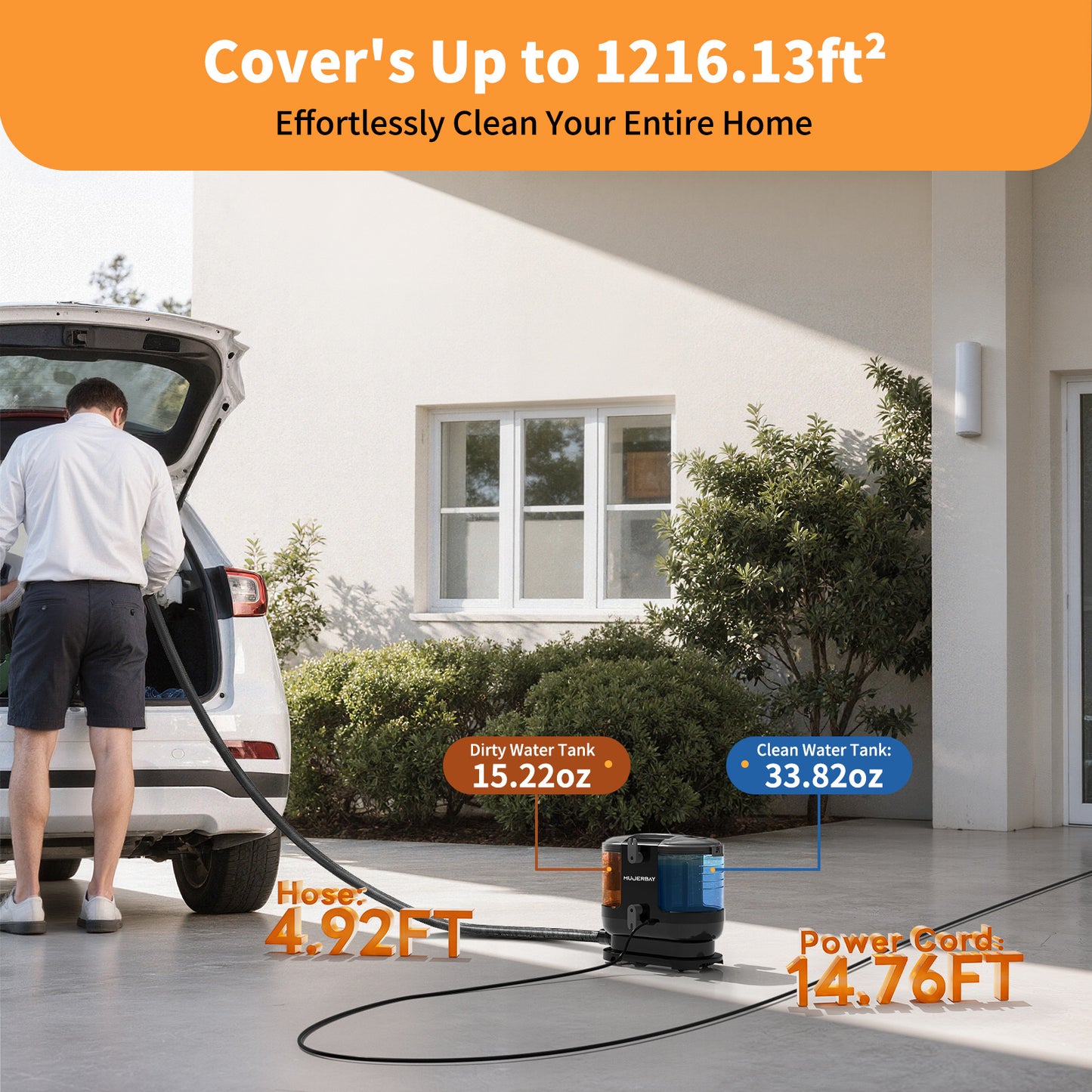 Miniboo Carpet Cleaner, Compact & Powerful Upholstery Cleaner Machine,Portable Spot with 360°Wheels, 1.3-inch Deep Stain Small Rug Cleaner for Car, Stairs, Couches