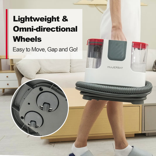 Carpet Cleaner, MUJERBAY Protable Spot and Stain Upholstery Cleaner, Easy Move with Universal Wheels Machine. Mode: JN-S800