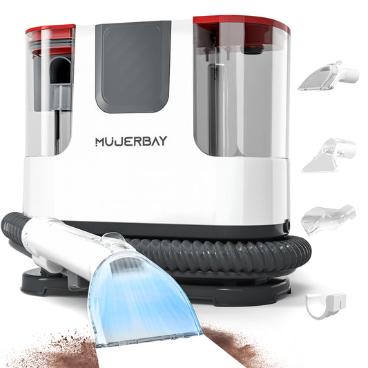 Carpet Cleaner, MUJERBAY Protable Spot and Stain Upholstery Cleaner, Easy Move with Universal Wheels, Deep Clean Machine for Pet, Car, Sofa